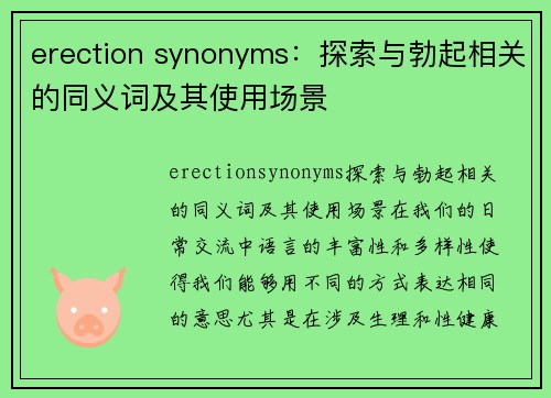 erection synonyms：探索与勃起相关的同义词及其使用场景